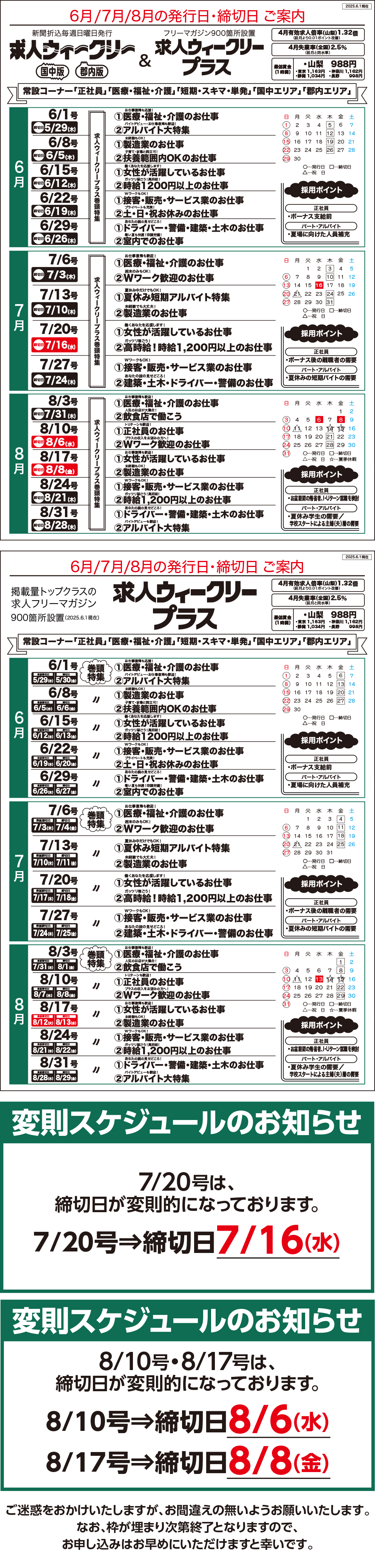 発行スケジュール